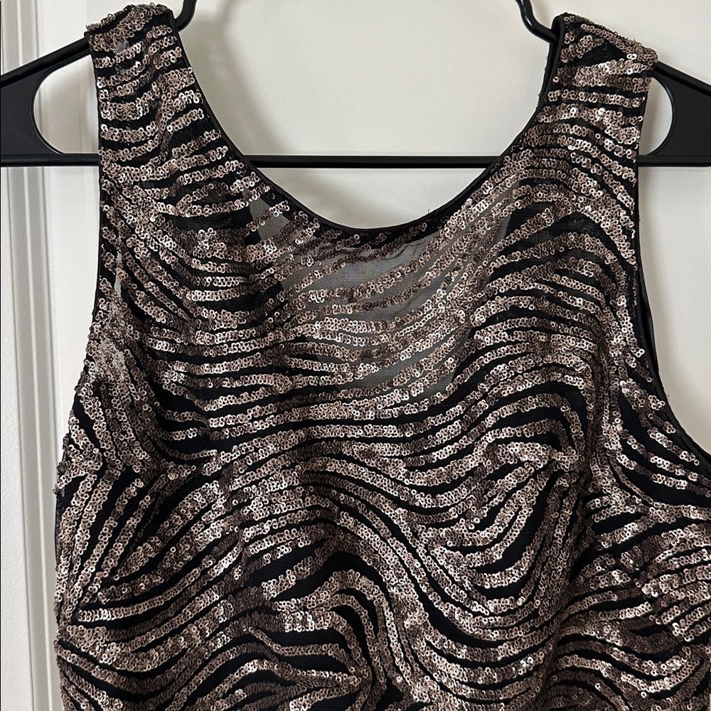 Calvin Klein Black and Gold Sequin Dress